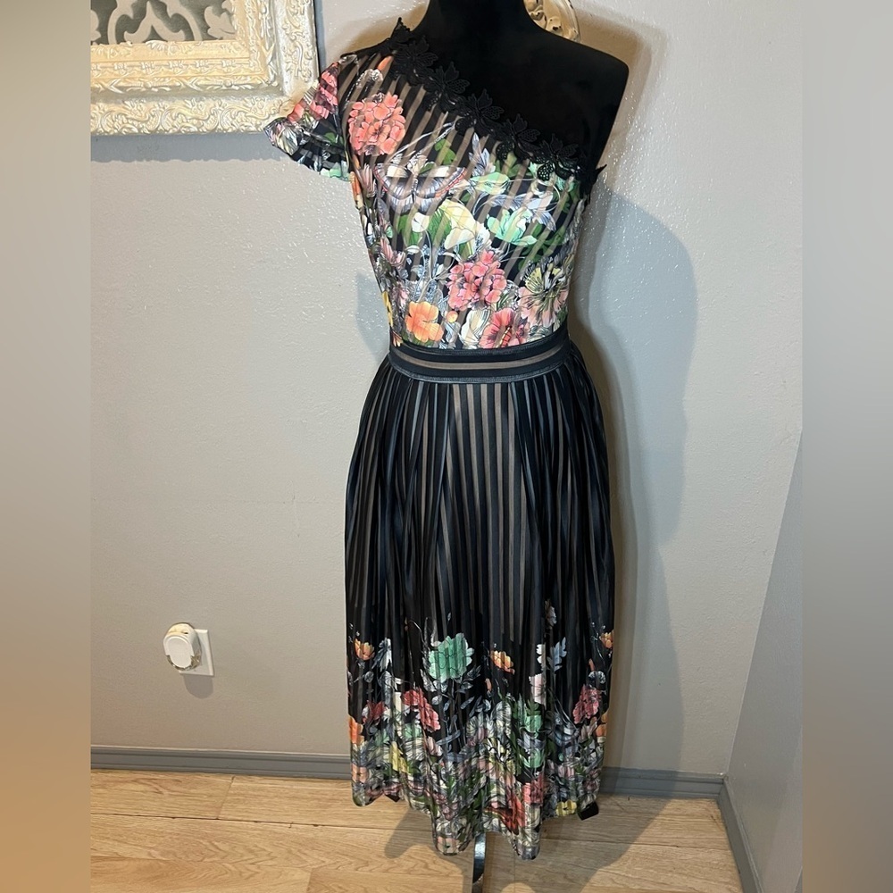 Foxiedox Peach Dress with Floral Accents